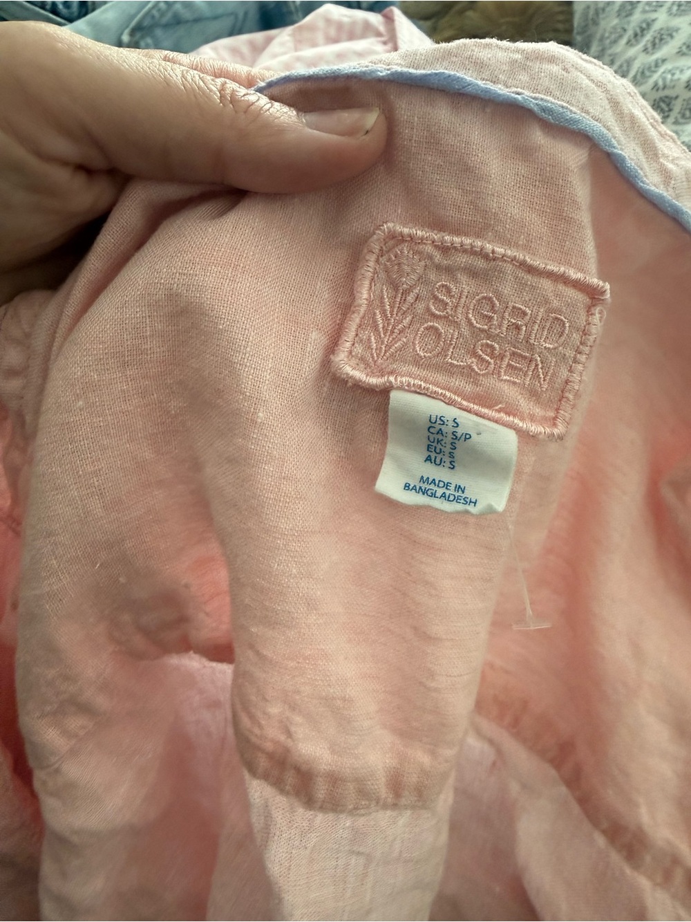 Sigrid Olsen Pale Pink Linen Button-Down Shirt - Picture 2 of 4